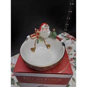 Fitz and Floyd Christmas Seasonal nut candy bowl in box